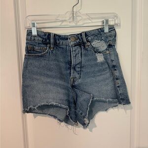 Good American Blue Distressed Jean Shorts